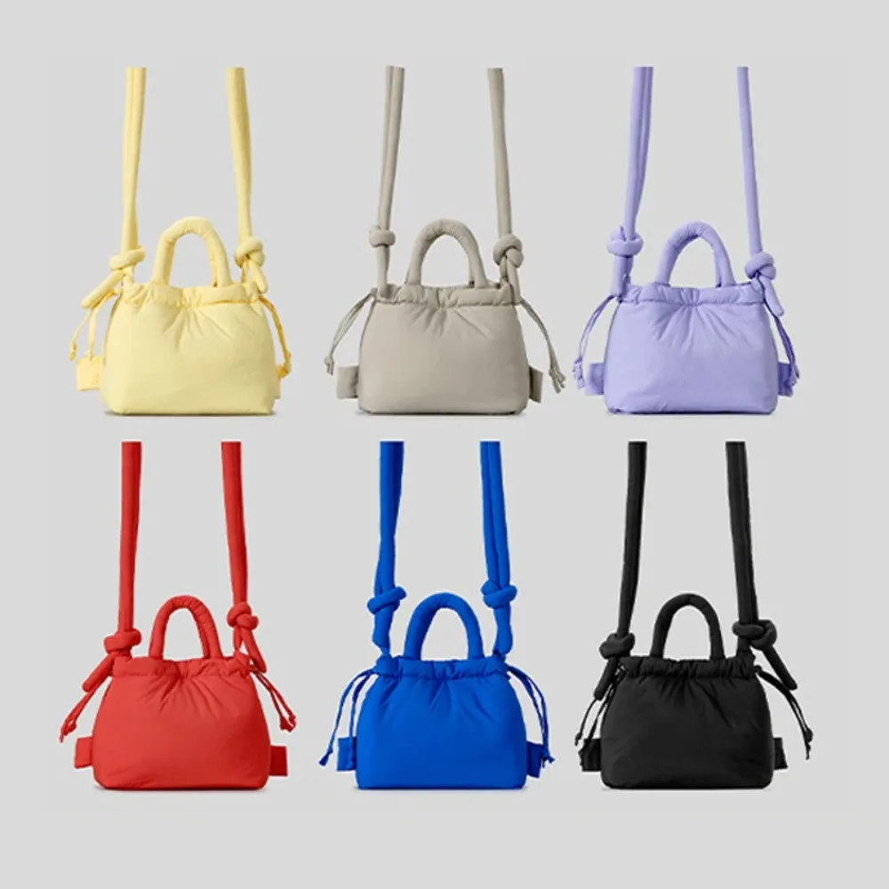 Soft Puffer Tote Bag Nylon Down Padded Cotton Shoulder Bag Mini Crossbody Bag Lady Handbags Women Fashion Shopping Bag 6Colors