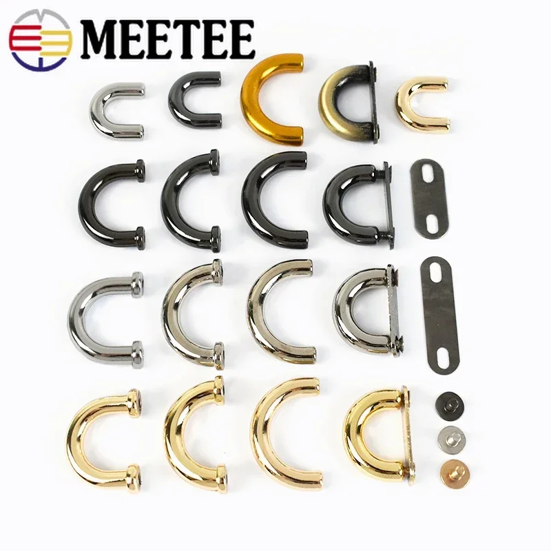 5Pcs Meetee 9-20mm Metal Bag Arch Bridge Buckle D Ring Handbag Strap Connector Clasp Decoration Hook DIY Hardware Accessories