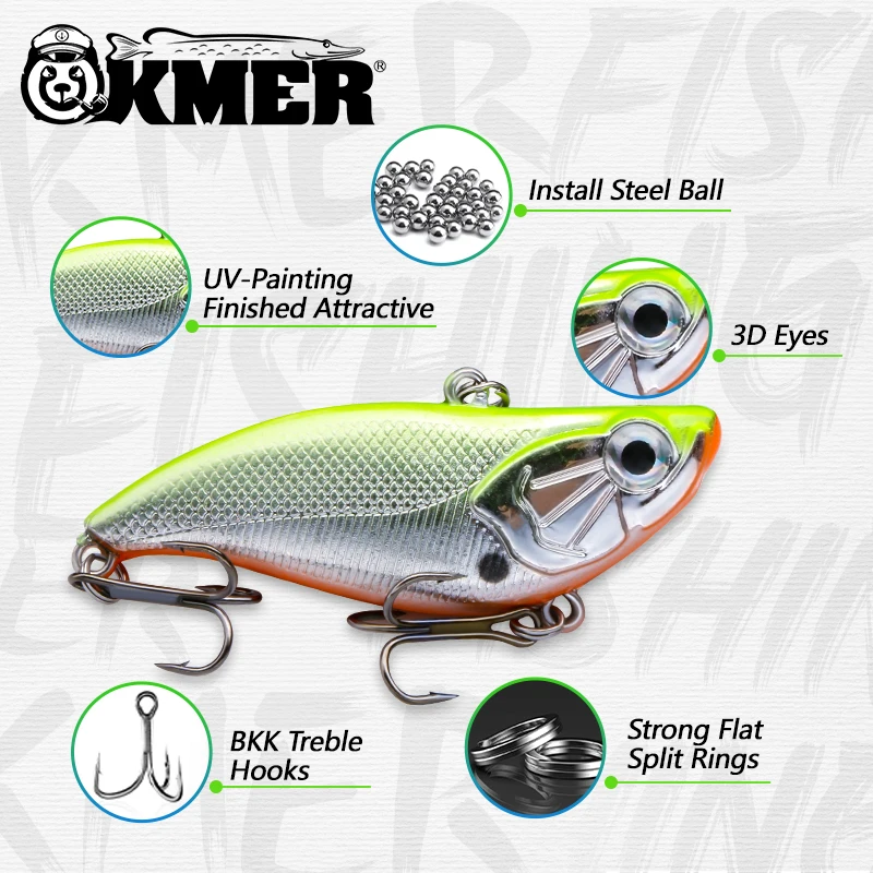 KMER-Cebo balanceador VIB de invierno, anzuelos Wobbler para Lucio, Walleye, accesorios para equipos de lubina, 5,5 cm, 14g