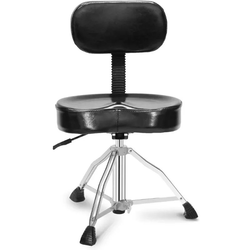 Drum stool, drum chair, professional adjustable hydraulic height, rotatable thick padded with backrest piano matching lift