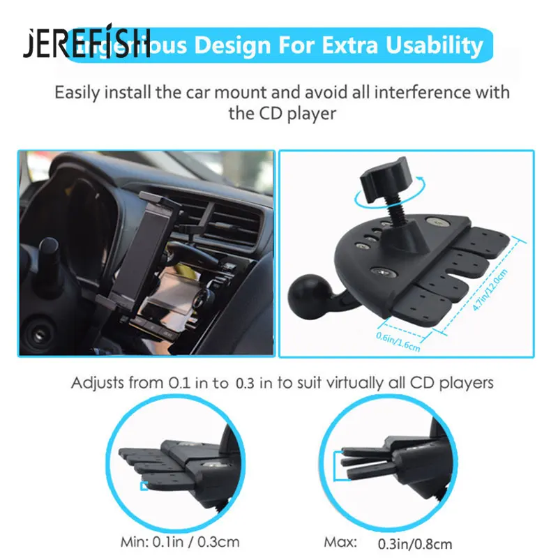 Adjustable Car CD Slot Tablet Stand Car Phone Holder for IPad 12.9 Air Mini IPhone 14 13 Pro Max Samsung Huawei 5-13 Inch Pad
