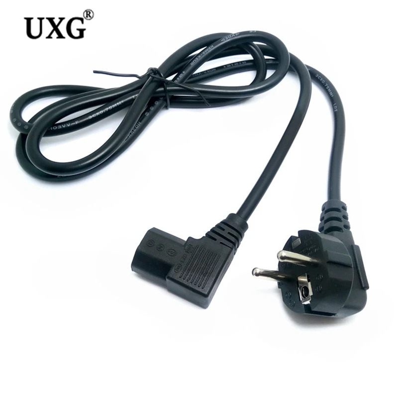 5FT C13 IEC Kettle 90 Right Angle Degree To European 2 pin Round AC EU Plug Power Cable Lead Cord PC