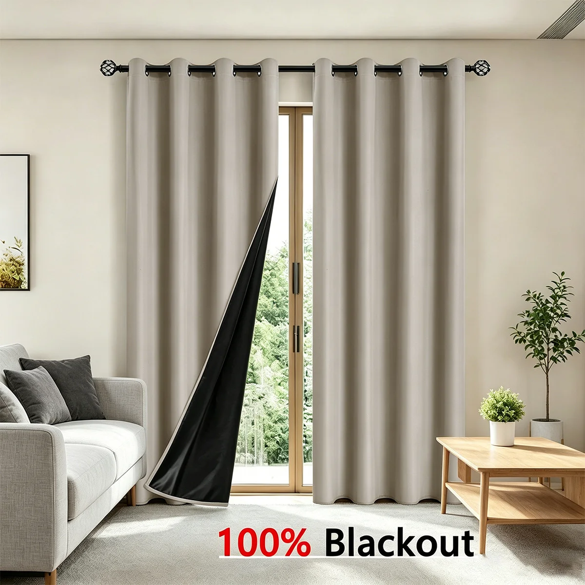 1 Stück Blickdichte Vorhänge mit Ösen, 100% Verdunkelung, für Schlafzimmer, Wohnzimmer, Küche, Sichtschutz, Fenstervorhang – Detail 12