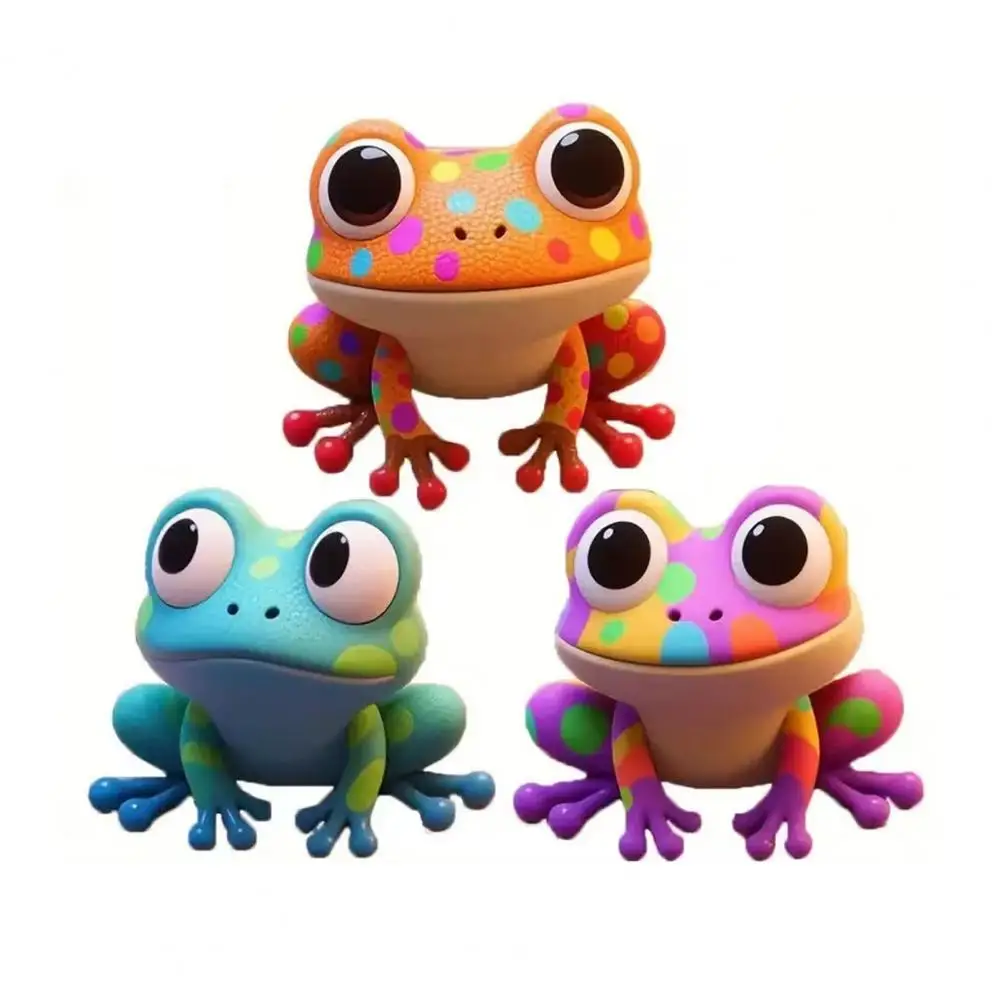 

3Pcs/Set Wooden Frog Wall Decoration Fade Resistant Colorful Frog Wall Art 2D Flat Frog Ornaments for Home Outdoor Decor