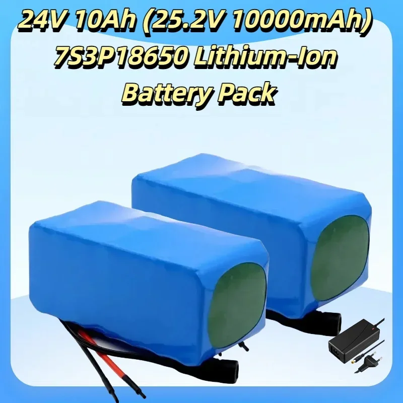 

24V 10Ah (25.2V 10000mAh) 7S3P18650 Lithium-Ion Battery Pack,Rechargeable Power for 29V Motor Equipment,Stable Energy Output For