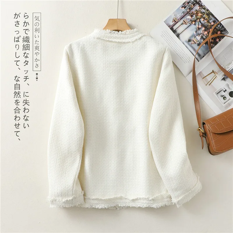 Chaqueta de abrigo corta elegante para mujer, Top de manga larga con cuello redondo y una botonadura, ropa de calle de moda para niñas, prendas de vestir exteriores para primavera y otoño