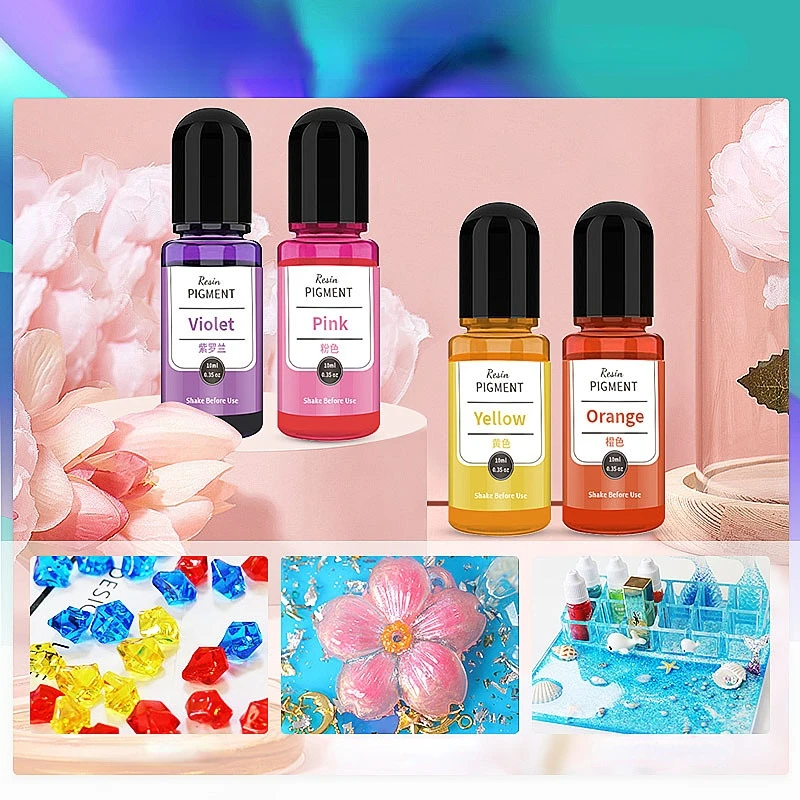 24 Color Crystal Drops Glue Color Essence Children's Handmade DIY Crafts with Epoxy Resin Concentrated Type Oily Dyeing Supplies