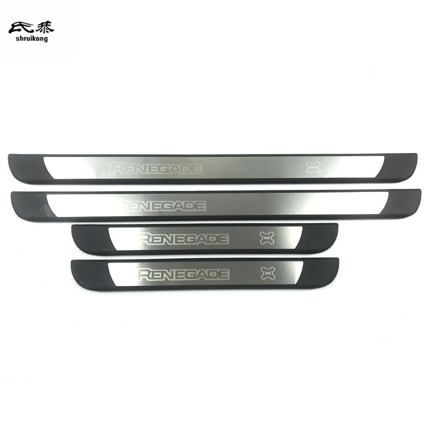 4PCS/SET ABS Plastic Stainless Steel For 2014-2020 JEEP Renegade Auto Car Door Sill Pedals Scuff Plate Decoration Cover