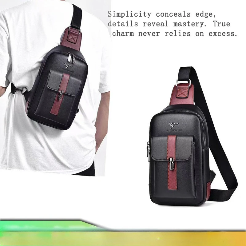 حقيبة الصدر للرجال حقيبة كتف جلدية رياضية متعددة الوظائف عبر الجسم للجري مقاومة للماء للتدريب والسفر حقيبة يد