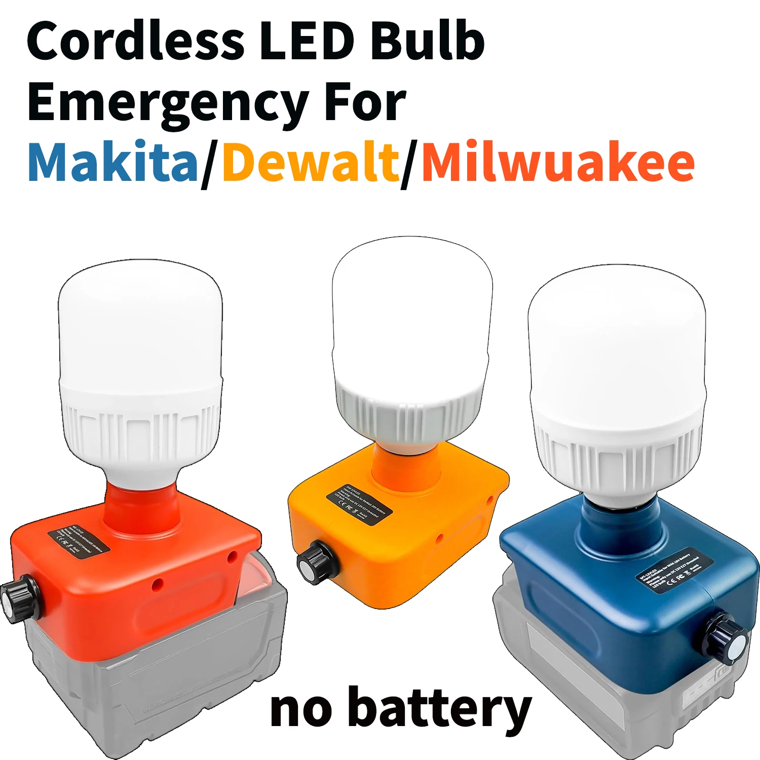 

Cordless LED Work Light Fit for Makita/Dewalt/Milwuakee 18 V Battery,12W 1300LM LED Bulb Flashlight for Indoor Outdoor lighting