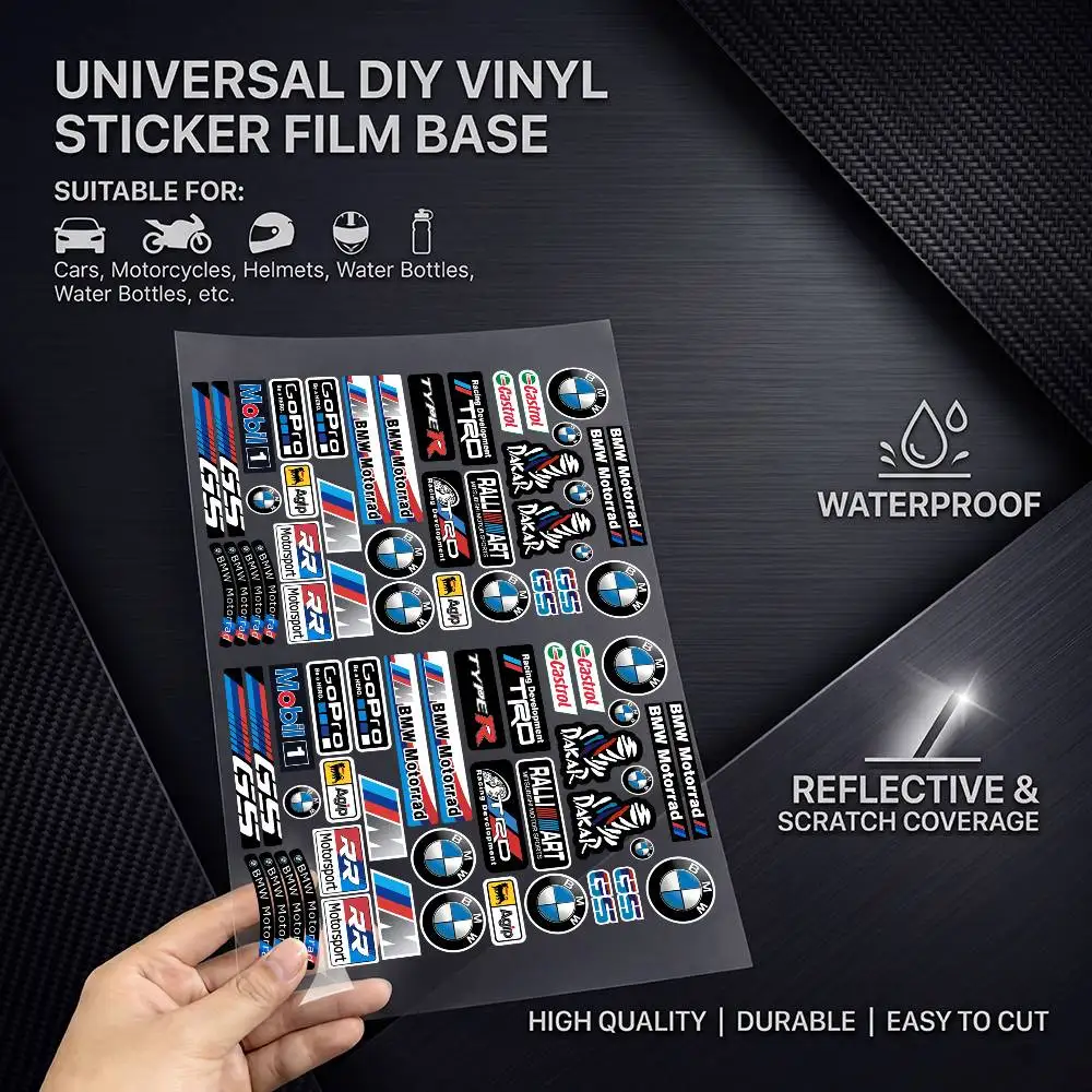 B-bMw-W Waterproof Reflective Scratch Cover Sticker Universal Decor Decal For Car Motorcycle Helmet Refrigerator