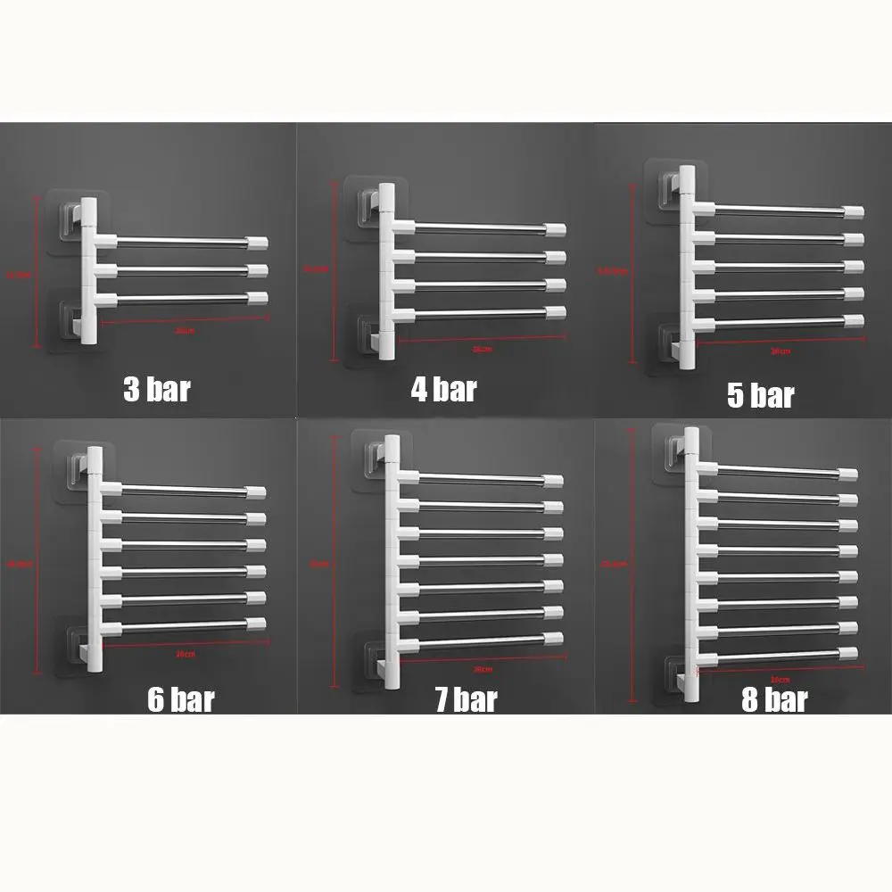 Portasciugamani girevole con bracci oscillanti staffa da parete per cucina da bagno risparmia spazio organizzatore portasciugamani in alluminio 3-8