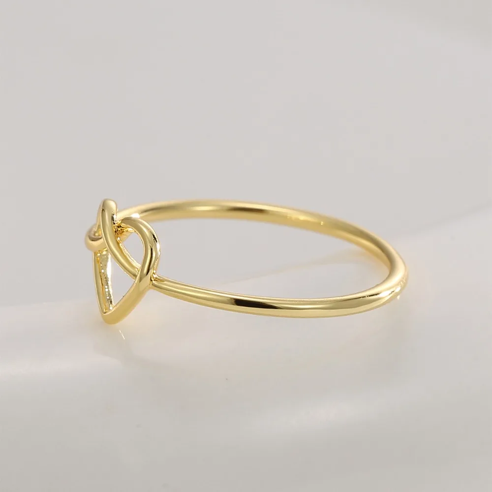 Monkton Simple S925 Sterling Silver Knot Heart Rings for Women Girl Gold Color Statement Wedding Ring Aillons Mujer Jewelry