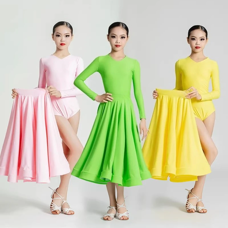 New Children's Modern Dance Swing Skirt, Waltz Ballroom Dance Competition Art Test Performance Clothes