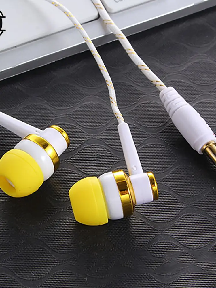 1pc Wired Earphone Stereo Guitar In-Ear 3.5mm Nylon Weave Cable Earphone Headset For Laptop Smartphone Tablets Headphone