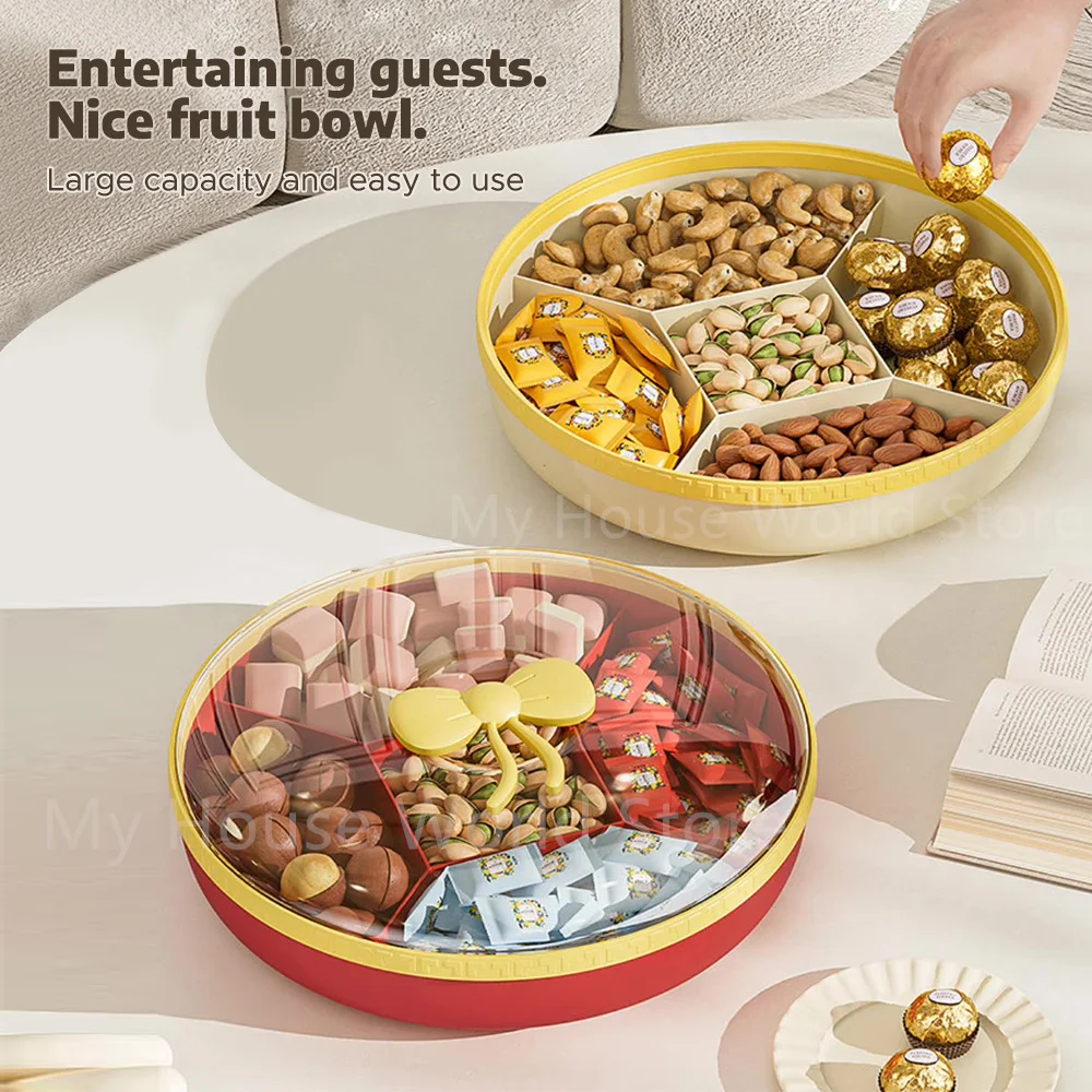 

Multi-function Snack Tray Storage with Lid Divided Candy Dessert Plate Food Containers Dried Fruit Plate Nuts Storage Box Tray