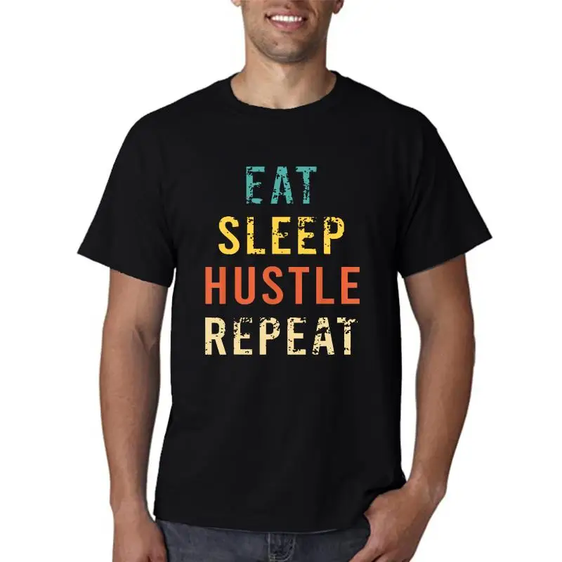 Retro Eat Sleep Hustle Repeat Shirt CEO Entrepreneur Hustler T-Shirt Fashion Design Free Shipping