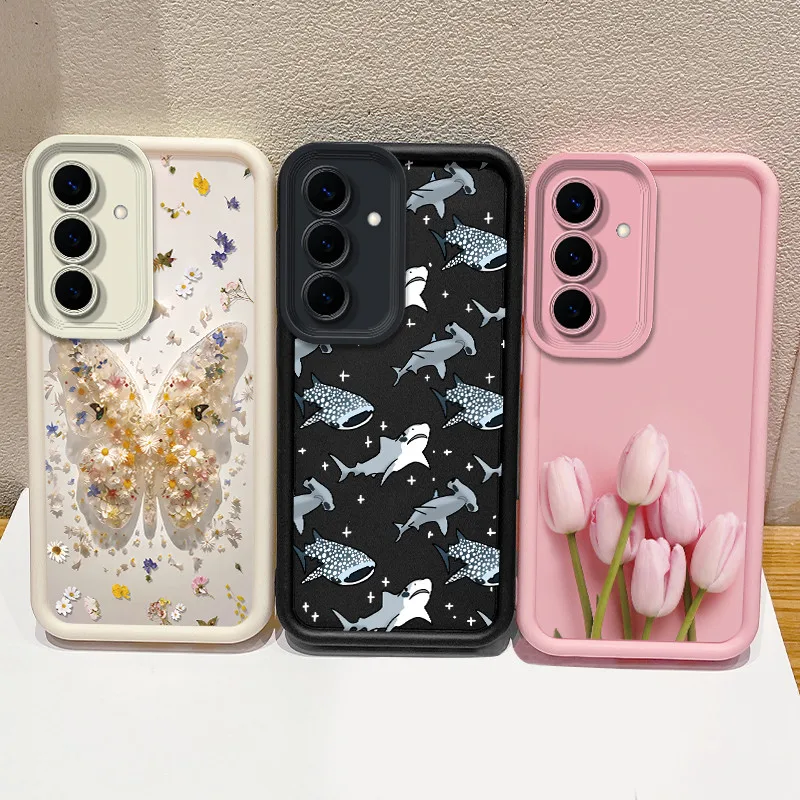 Shockproof Case For Samsung Galaxy S26 S26+ Phone Cases For Samsung S26 FE Flower Print Shell Silicone Protective Back Cover