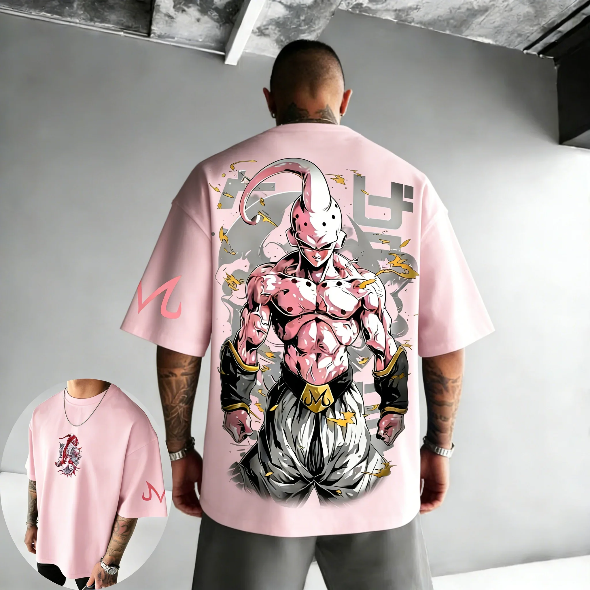 Dragon Ball Anime Majin Buu bedrucktes T-Shirt, Sommer, neuer Stil, für Herren und Damen, locker, lässig, Harajuku-Mode, kurzärmeliges Oberteil