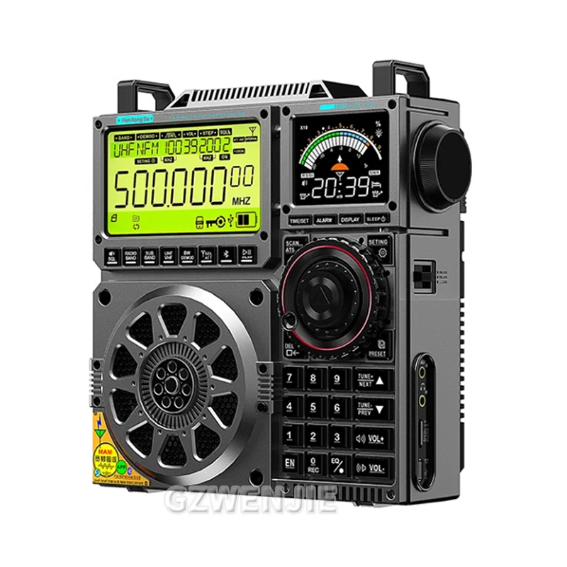 HRD-C919 AIR FM MW SW Shortwave VHF UHF WB Multi-band Radio Portable Aviation Band Radio Receiver 5000ma Battery