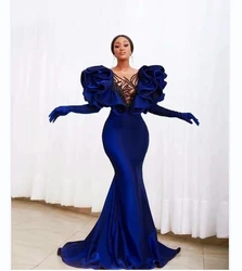 Sexy Mermaid Luxury Evening dress with lace and wrap buttocks Formal Occasion PROM Party Pageant custom dress without gloves