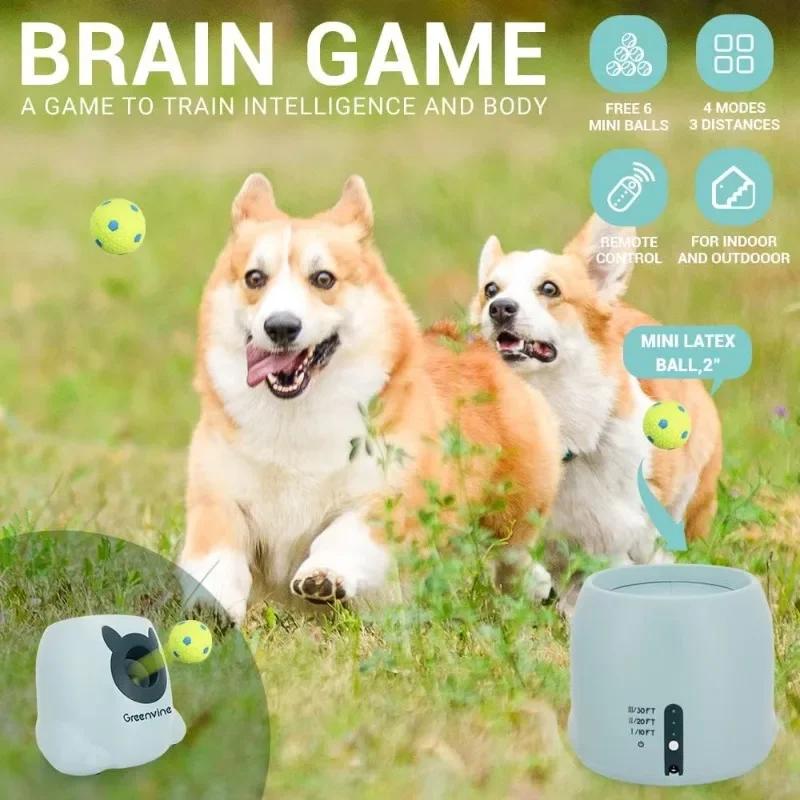 Automatic Dog Ball Launcher Interactive Ball Thrower Fetch it Machine for Dogs 6 Durable High Elasticity Latex Balls Included