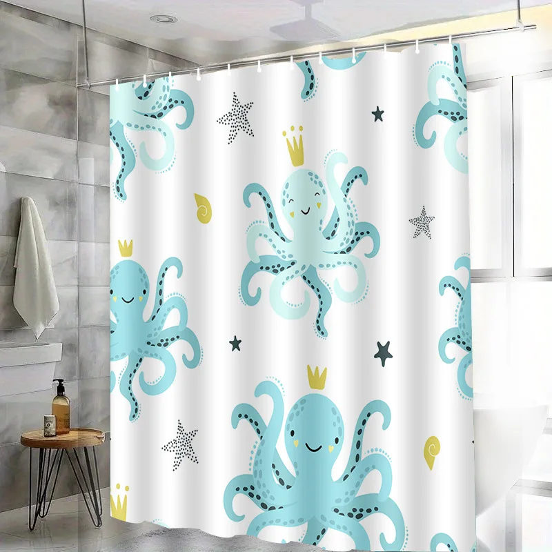 

Моющаяся грязеотталкивающая занавеска для душа с рисунком осьминога, насадка для душа, водонепроницаемая полиэстеровая занавеска для ванны для домашнего декора, аксессуары