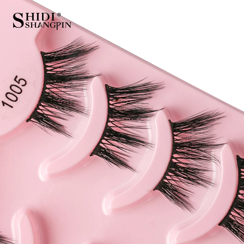 SHIDISHANGPIN 3/5 Paar halbe Wimpern, transparenter Stiel, unsichtbares Band, künstliche Nerzwimpern, wiederverwendbar, falsche Wimpern, natürlich, flauschig – Detail 14