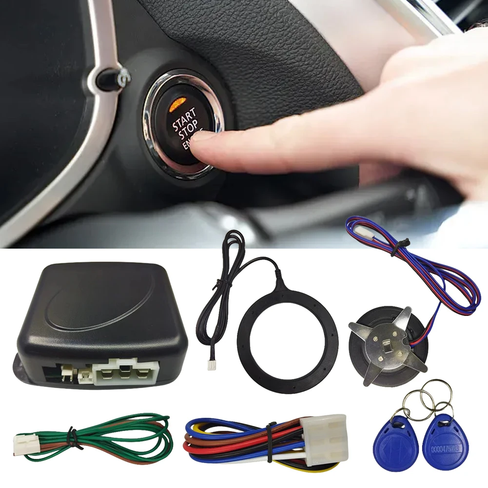 12V Keyless Entry Starter Kit Car Starter Switch Keyless Ignition Auto Engine Push Button Set Keyless Entry Anti-Theft System