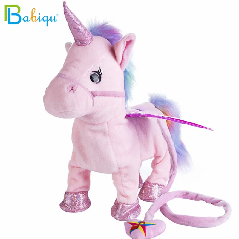 Babiqu juguete de peluche de unicornio eléctrico para caminar, Animal de peluche, música electrónica, regalo de Navidad para niños, 35cm, 1 unidad