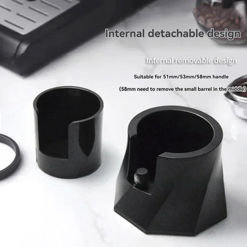 Coffee Tamper Holder & Espresso Tamping Station, 51-58mm Aluminium Alloy Adjustable Height Portafilter Stand, Non-Slip Base