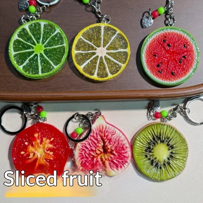 Simulations-Fruchtscheiben-Schlüsselanhänger Interessantes 3D-Design Mini-Anhänger Leichter Rucksack-Hängedekor für Kinder-Geschenktüten – Detail 8