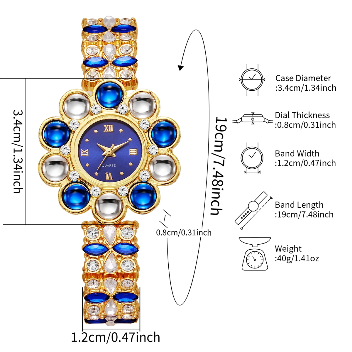 Immagine 7: Orologi da donna con strass di lusso Orologio da polso al quarzo con quadrante floreale per orologio da donna Reloj Mujer