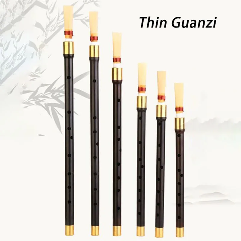 Ebony Beginner Guanzi Folk Professional Performance Guanzi Tradition Nation Slender Tube Flute Chinese Musical Instruments