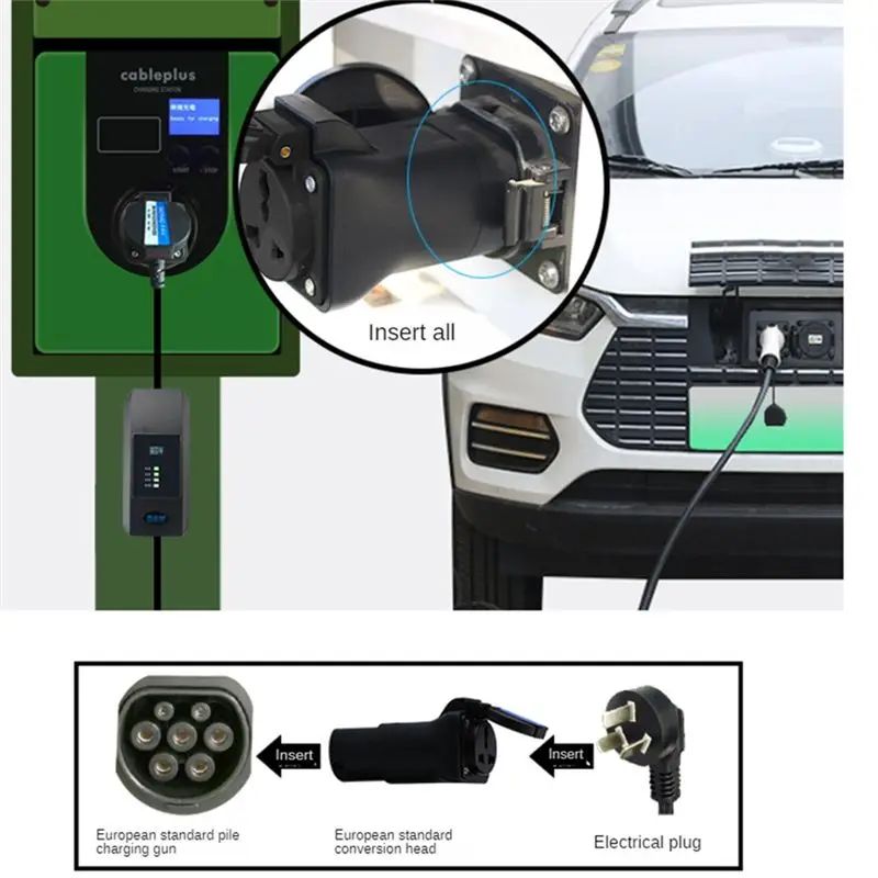 محول جيد 16A للسيارة الكهربائية EVSE قابس EV محمول من النوع 2 إلى 2 مقبس دبوس، قابس الاتحاد الأوروبي #6