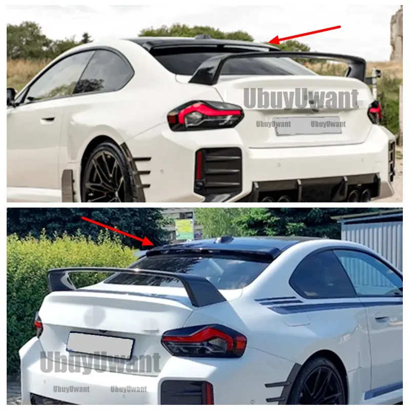 

ДЛЯ BMW 2 серии G42 Couep/G87 M2 задний спойлер на крышу из углеродного волокна, крыло багажника 2021-2024, праймер FRP, кованый глянцевый черный