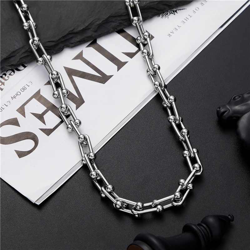 High-end 316L Titanium Steel Hand-assembled Ins Ladies Necklace Male Trendy Personality Hip-hop Sweater Chain Wholesale