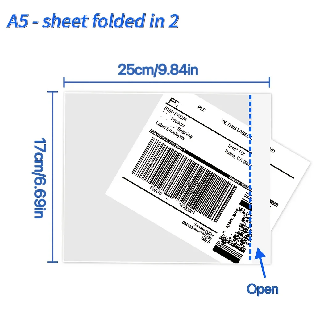 100 Pack Clear Self-Adhesive Packing List Pouches with Top Loading Design Shipping Label Sleeves & Packing Slip Envelopes