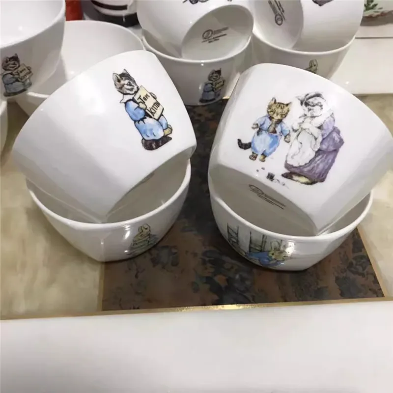 

Peter Rabbit series bone china tableware, Korean oriental bowl, square bowl rice bowl, soup bowl lead-free cadmium-free glaze