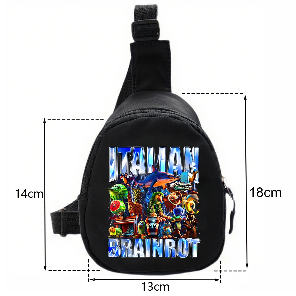 Italian Brainrot Print Mini Chest Bag Kids Small Crossbody Sling Backpack For Boys Girls Lightweight Casual Daypack