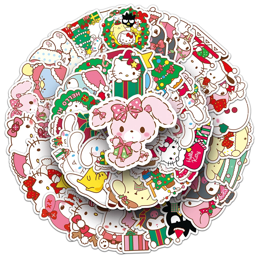 10/30/50pcs Sanrio Hello Kitty Kuromi Stickers Christmas Decals DIY Laptop Suitcase Phone Decoration Sticker Kids Classics Toys