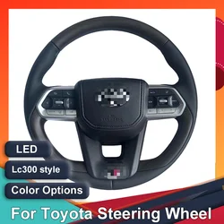 New Upgrade Alcantara Leather Carbon Fiber LED Steering Wheel Custom Genuine Interior For Toyota Prado Land Cruiser LC300