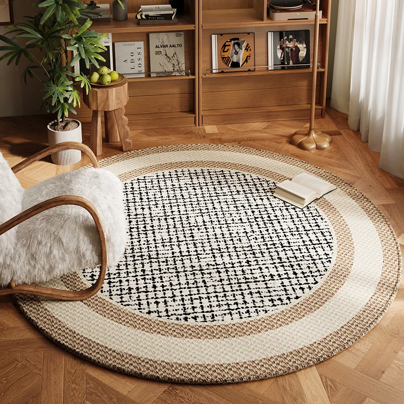 

Round Japanese Coffee Table Anti Fouling Carpet Light Luxury Modern Living Room Anti Slip Carpets 2024 New Retro High End Rug