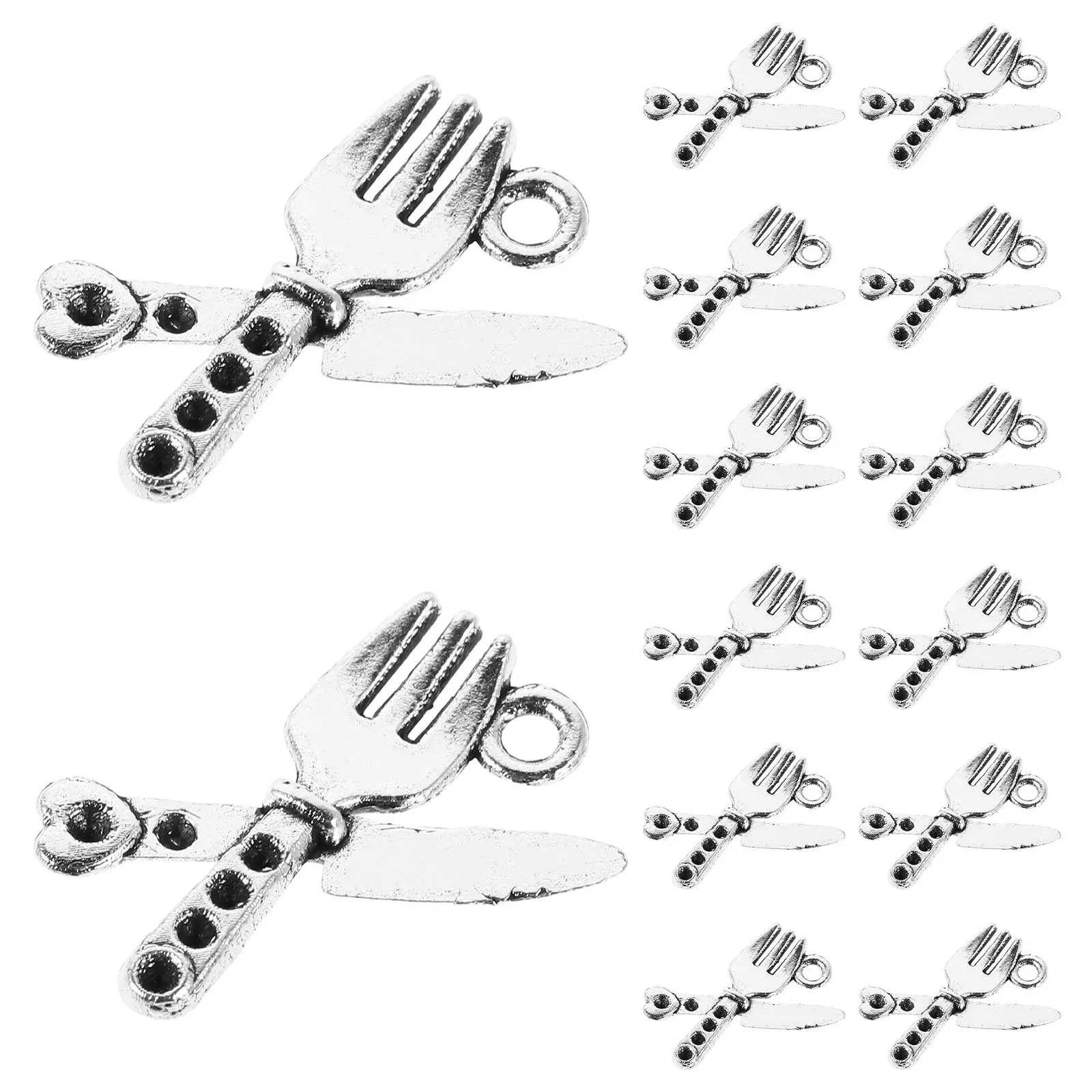 

100Pcs Alloy Cutlery Charm Vintage Tableware Pendant DIY Jewelry Making Necklace Bracelet Keychain Craft Supplies
