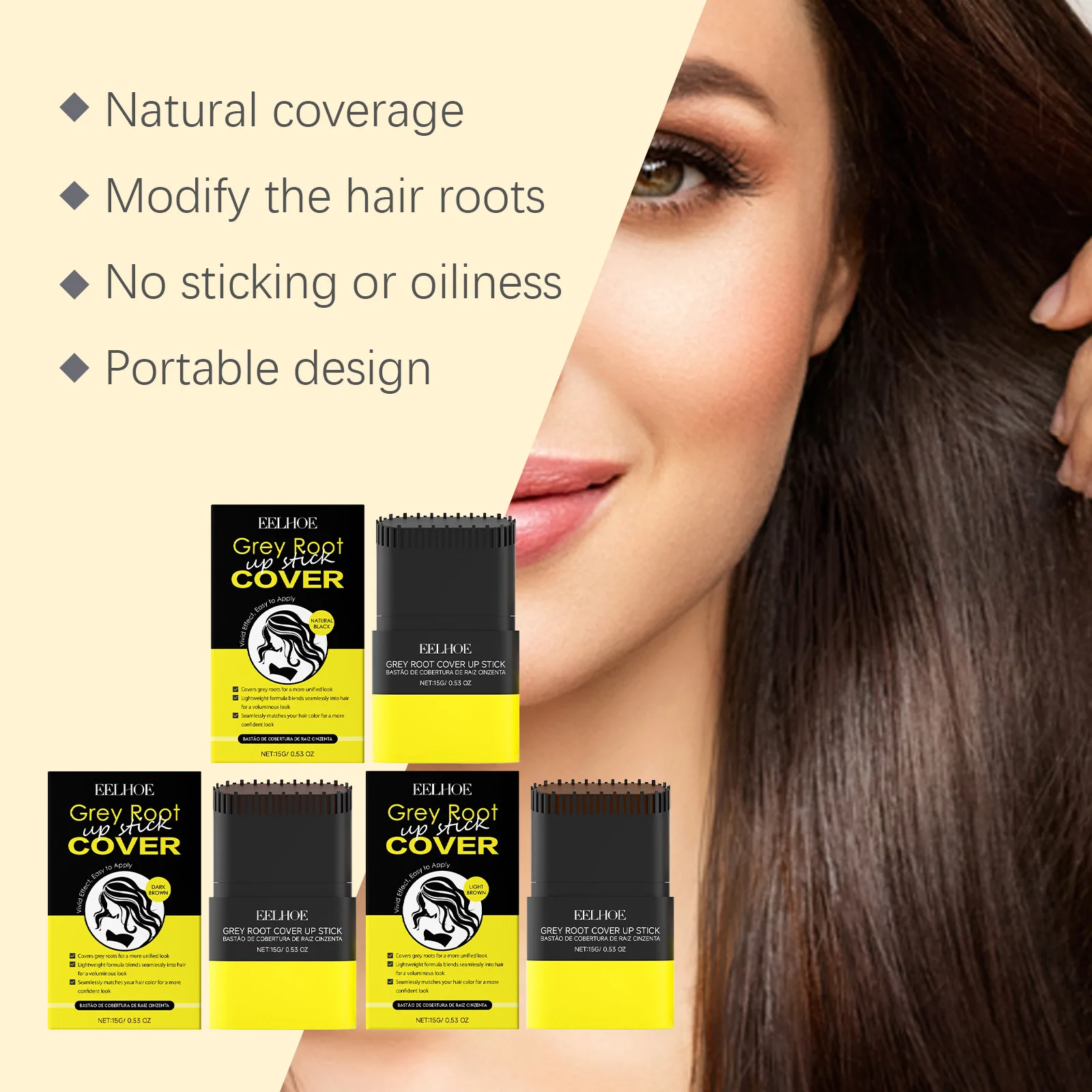 Eelhoe Haarverf Stick Serie met Borstel Styling Pommade Sterk Molding Tijdelijke Gemakkelijk Spoelen Permanente Zwarte Haarkleuring Crème