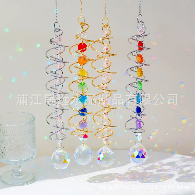 

WW spiral tail rotating crystal ball sun catcher rainbow catcher home garden wedding decoration