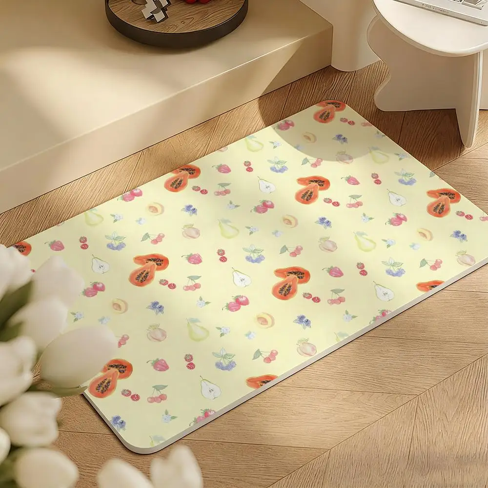 Djerf Summer BerriesS Print Avenue Floor Mat Diatomite Floor Mat Fast Drying Odor Resistant Non Slip Bath Kitchen Mat