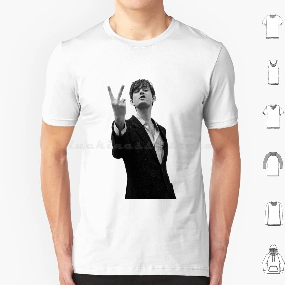 Jarvis Cocker Classic Outline V Sign Artwork High Quality Clear Background Iconic T Shirt Big Size 100% Cotton Pulp Jarvis