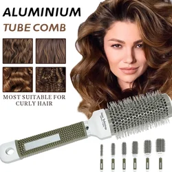 6 Sizes Round Barrel Hair Curling Brush High Temperature Resistant Aluminum Tube Ceramic Comb Professional Salon Styling Tools