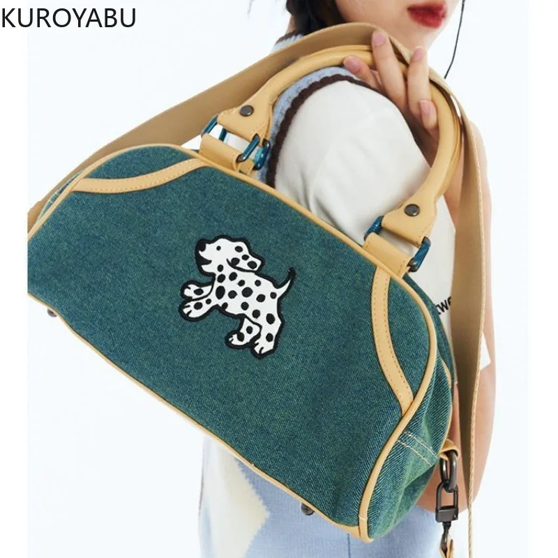 Korean Bags Female Handbag for Women Black Large Capacity Y2K Punk Shoulder Bag Denim Casual Vintage Harajuku Crossbody Bag